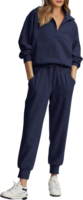 NEW 🔥 Women's Cotton Two-Piece Oversized Drawstring Sweatshirt Wide Leg Sweatpants Casual Set