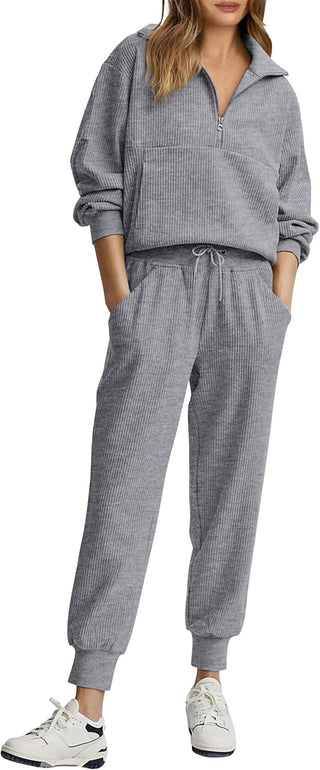 NEW 🔥 Women's Cotton Two-Piece Oversized Drawstring Sweatshirt Wide Leg Sweatpants Casual Set