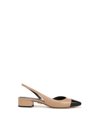 Cecile Leather Cap-Toe Slingback