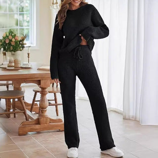 Women's Ultra-Soft Loungewear Set - Round Neck Top & Matching Pants